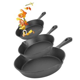 3Pcs Pre-Seasoned Cast Iron Skillet Set For Indoor Outdoor 6in 8in 10in Non-Stick Oven Safe Cookware Heat-Resistant Frying Pan For Frying Cooking Baki