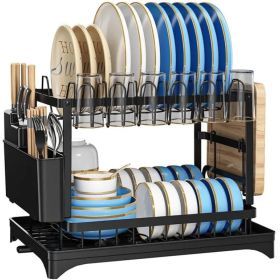 Multifunctional Dish Rack, Rustproof Kitchen Dish Drying Rack With Drainboard, Space-Saving 2-Tier Dish Drying Rack With A Large Capacity For Kitchen
