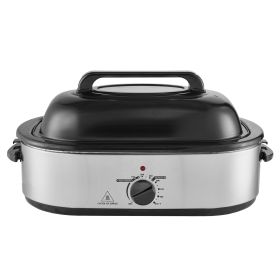 Electric Roaster Oven, 18 QT Turkey Roaster Oven with Self-Basting Lid, 1450W Roaster Oven with Defrost & Warm Function, Adjustable Temperature