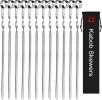 Kabob Skewers 14" Stainless Steel Long BBQ Barbecue Skewers, Flat Metal Kebob Sticks Wide Reusable Grilling Skewers for Meat Chicken
