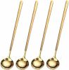 4 PCS 6.7 Inches Coffee/ Tea Spoons Long Handle, Gold, Ice Tea, Espresso Stainless Steel Long Spoons for Stirring
