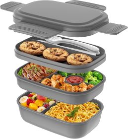 Bento Box Adult Lunch Box,3 Stackable Bento Lunch Containers for Adults/Kids, Modern Minimalist Design Bento Box with Utensil Set