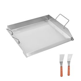 Stainless Steel Griddle, 18x16 inch Universal Flat Top Rectangular Plate, Gas Grill Griddle for BBQ Grill, Teppanyaki