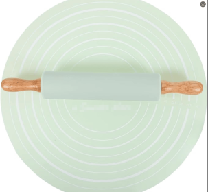 Cookie Rolling Mat Set Silicone Dough Mat Rolling Pin for Baking Non-stick Reusable