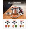 Pressure Cooker, 8Qt Pressure Cooker Stainless Steel, Pressures Canner with Steaming Rack, Tempered Glass Lid, Three Pressures Settings for Meat