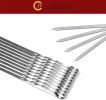 Kabob Skewers 14" Stainless Steel Long BBQ Barbecue Skewers, Flat Metal Kebob Sticks Wide Reusable Grilling Skewers for Meat Chicken