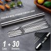 30 Pack Kebab Skewers, 15" Long Flat Stainless Steel BBQ Shish Kabob Skewers with Portable Metal Storage Tube, Reusable Meat Sticks Set for Grilling