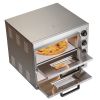 Commercial Pizza Oven Countertop, 16-Inch Double Deck Layers, Stainless Steel Electric Pizza Oven with Stone and Handle