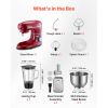 Stand Mixer, 6 QT Electric Kitchen Mixer, 660W Dough-Mixer, 6+P Speeds Tilt-head Food-Mixer with 1.6 QT Blender Cup, Stainless Steel Bowl, Dough Hook
