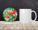 Arkansas Apple Blossom in Watercolor Large Sandstone Coasters Pack of 4 Absorbent Round Coasters Decor Gifts for Men or Women, 4 in, Multicolor