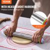 VEVOR Adjustable Rolling Pin, Stainless Steel Dough Roller Designs, Rolling Pin with Thickness Rings and Pastry Baking Nonstick Mat Set