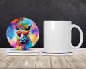 Hippie Animal Rhinoceros Large Sandstone Coasters Pack of 4 Absorbent Round Coasters Decor Gifts for Men or Women, 4 in, Multicolor