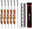 Stainless Steel Shish Kabob Skewers - 17' Long, 0.35' Wide BBQ Skewers (Set of 6) + 2 Grill Racks + 1 Storage Case