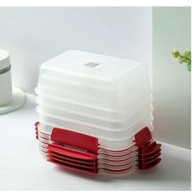 5 Pack Stackable Food Storage Containers Airtight & Leakproof Set Snap Lock Lids (Option: ClearRed-600ml)